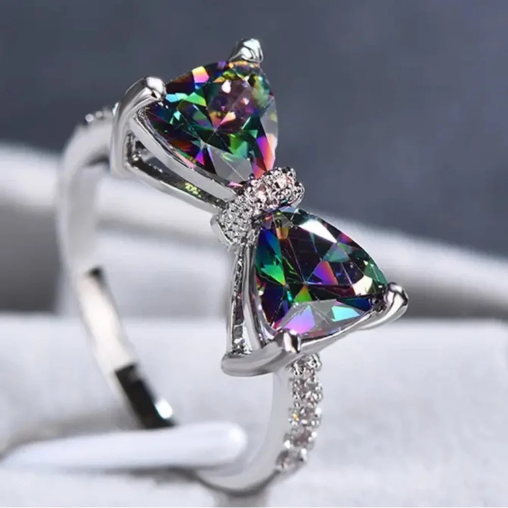 Silver Topaz Bow Ring
